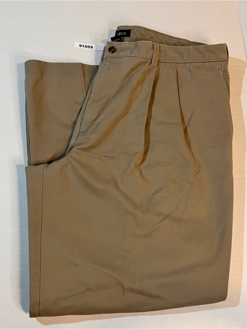 Izod Men's Pleated Chinos in Tan